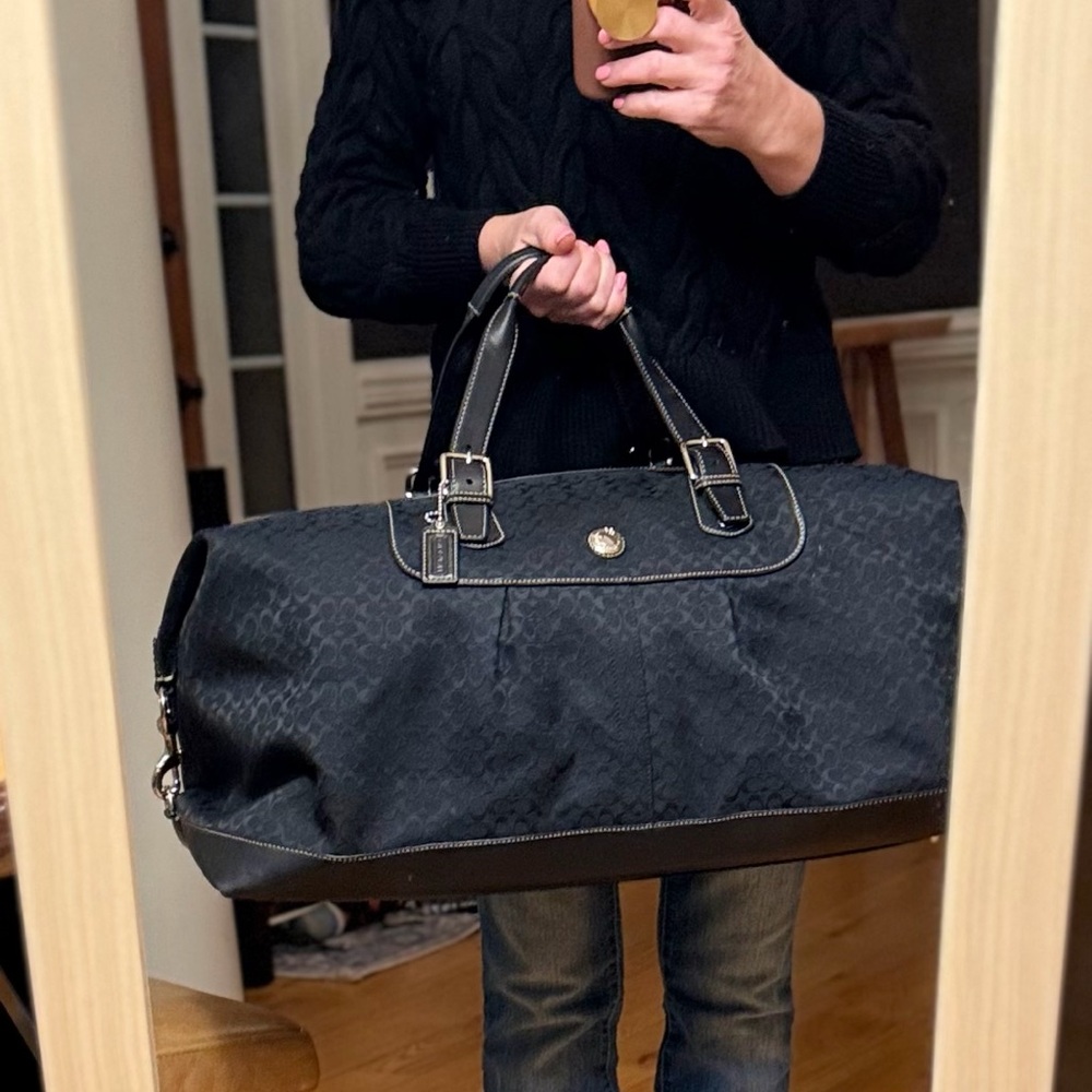 Coach Black Signature Canvas Travel Duffel Bag - Picture 3 of 15